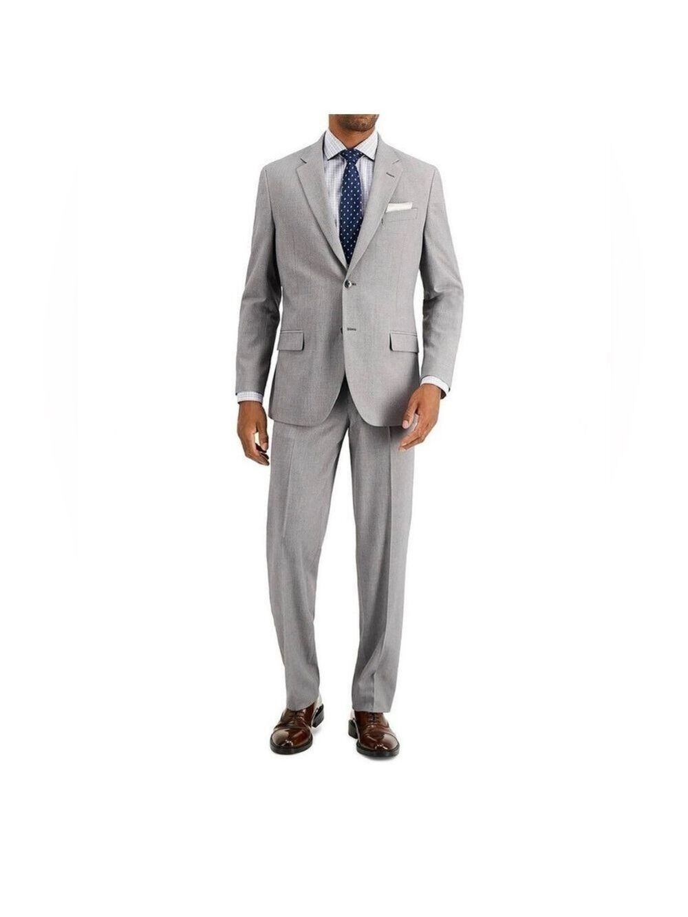 Nautica Men's Modern-Fit Bi-Stretch Suit Jacket and Pants Light Grey - 36S x 30W